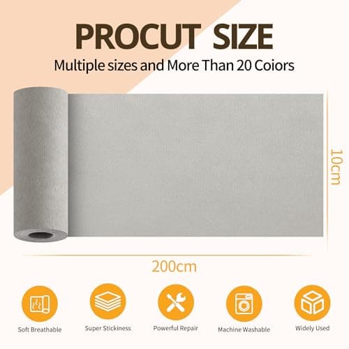 Sgooyir Fabric Repair Tape, Self-Adhesive Couch Patch Repair Fabric Patches for Furniture, Couch Repairing Kit Tape for Upholstery, Carpets, Chairs, Sofas, Pillows Suede 4x79 Inch Khaki Grey view 2