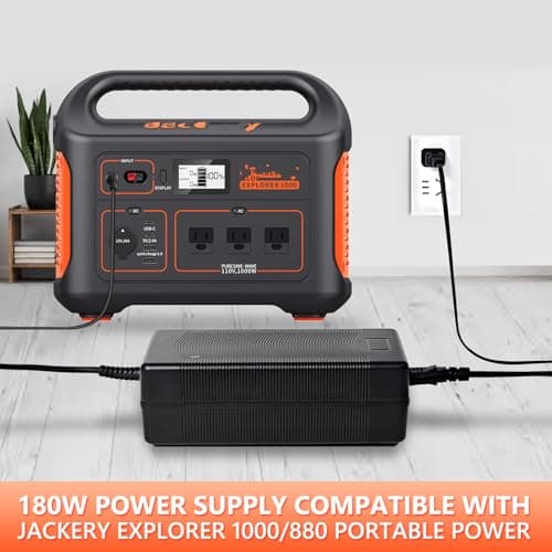 24V180W Power Supply Cord Charger for jackery 1000 880 Power Supply Cables Compatible with Jackery Explorer 1000 E1000 880 E880 Portable Power Station Solar Generator, Replacement KA18024075-6C view 2