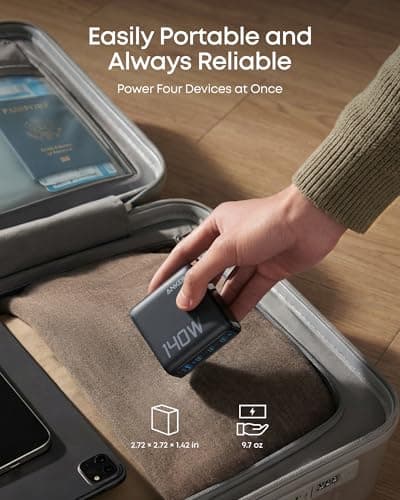 Anker MacBook Charger,140W Max 4-Port GaN USB C Charger Block with Smart Display,Fast Charger USB C Power Adapter,Touch Controls for MacBook,iPad,iPhone 17/16 Series (Include 5FT Cable,Non-Battery) view 5