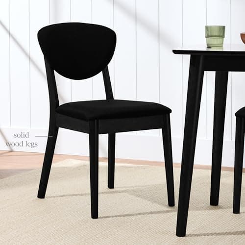 Best Choice Products Dining Chairs Set of 2, Mid-Century Modern Upholstered Wood, Armless w/Seat Cushion, Padded Backrest - Black/Black view 6