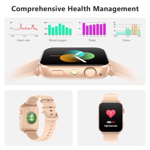 Blackview Smart Watch for Men Women,1.91" HD Touchscreen Fitness Watch with Flashlight, Bluetooth Notifications/Make Calls, Heart Rate/Sleep Monitor/2 Straps, Fitness Watch for Android/iPhone view 4
