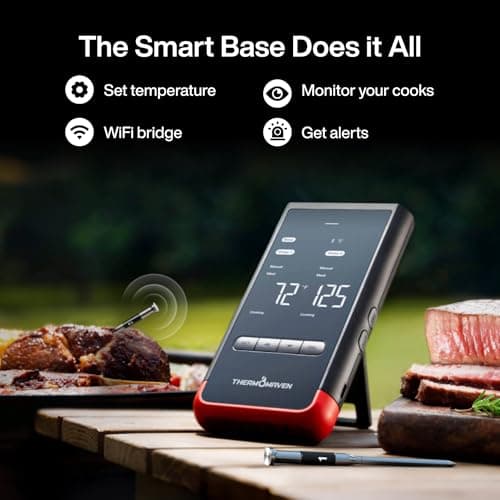 ThermoMaven Smart Bluetooth Wireless Meat Thermometer: Standalone Base, WiFi Unlimited Range, 6 Sensors with NIST Certified Accuracy, 2 Probes for Kitchen, BBQ, Grill, Oven, Smoker, Rotisserie view 2