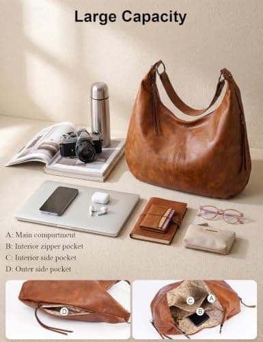 Auralith Purses for Women, 3-in-1 Hobo Crossbody Shoulder Handbags Bags | PU leather hobo purses set large capacity lightweight daily travel work view 3