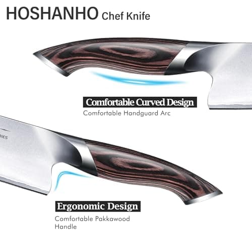 HOSHANHO Kitchen Knife in Japanese High Carbon Steel, Professional High-Class Chef's Knife 8 inch, Non-slip Ultra Sharp Cooking Knives with Ergonomic Handle view 5