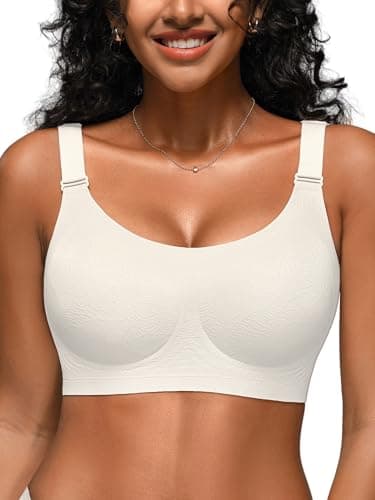 Cuteio Bras for Women No Underwire, Full Coverage Seamless Comfortable Bralette with Support and Lift, Wireless Padded Bra White