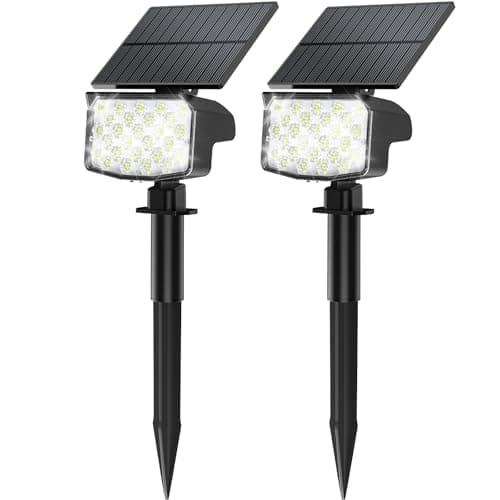 MinPea Solar Spot Lights Outdoor, [27 LED/2 Pack] Adjustable Solar Lights Outdoor Waterproof IP65, Solar Powered Landscape Spotlights 3 Lighting Modes for Yard Garden Outside(Cool White) — image 1