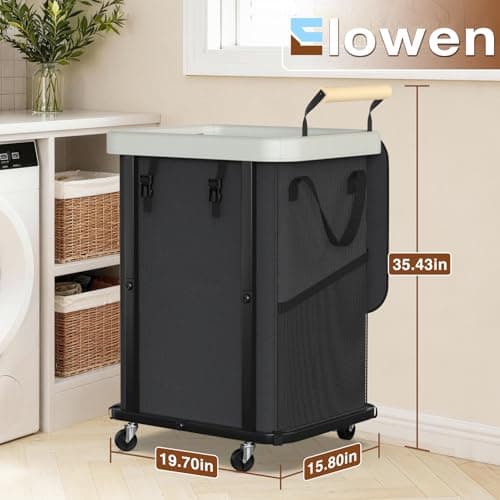 Laundry Hamper with Lid,150L Rolling Laundry Basket with Wheels & Handle view 2