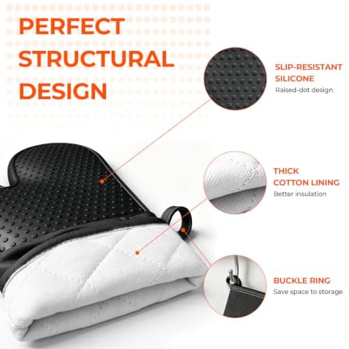 AMISARE 13.39" Silicone Oven Mitts & Mini Mitts, 4-Pcs BBQ Baking Gloves view 4