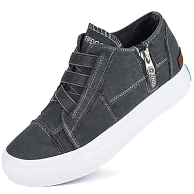 JENN ARDOR Wedge Sneakers for Women Fashion Canvas Shoes Casual Platform Hidden Heel Womens Slip On Sneaker Non Slip Side Zipper