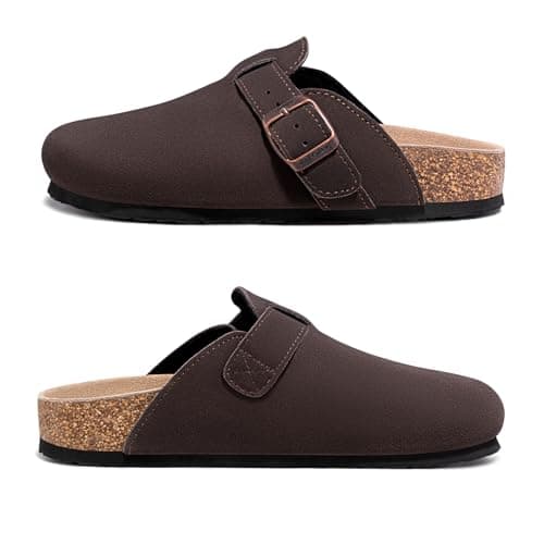 FITORY Women's Genuine Suede Clogs with Arch Support & Adjustable Buckle – Comfort Cork Footbed for Indoor and Outdoor Size 5-11 view 4