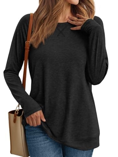AUTOMET Womens Long Sleeve Crewneck Shirts Fall Tops | Soft Oversized Tunic for Leggings, Comfy Ladies Clothing for Office, Travel & Winter, Relaxed Layering Basic Tee — image 1