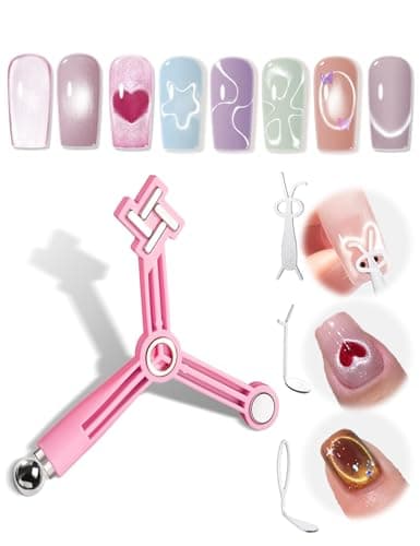 Modelones Cat Eye Magnet for Nails, 5 PCS Nail Magnet Tool Set for Cat Eye Gel Polish, 4-in-1 Cat Eye Nail Magnet with Magnetic Bead, Heart, Bunny &Circle Cat Eye Magnets for DIY Nail Art — image 1