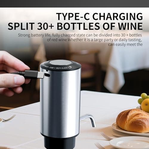 Rechargeable Wine aerator Electric Wine Decanter, Automatic Wine Dispenser withStorage Base,Two Modes:long press to continuously Dispense wine/single press to Dispense75ml of Wine view 5