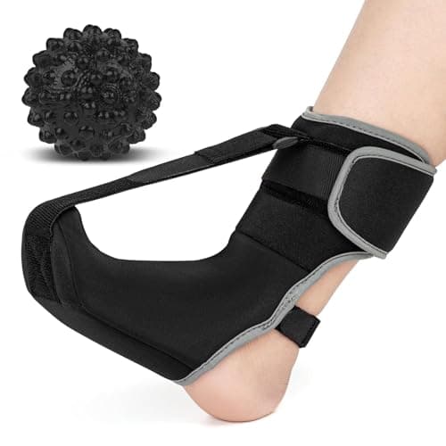 Upgraded Plantar Fasciitis Night Splint Sock with Massage Ball for Plantar Fasciitis Relief, Soft & Comfortable Foot Brace for Achilles Tendonitis Heal Spur Foot-drop Flat-arch for Women and Men, Medium-Black — image 1