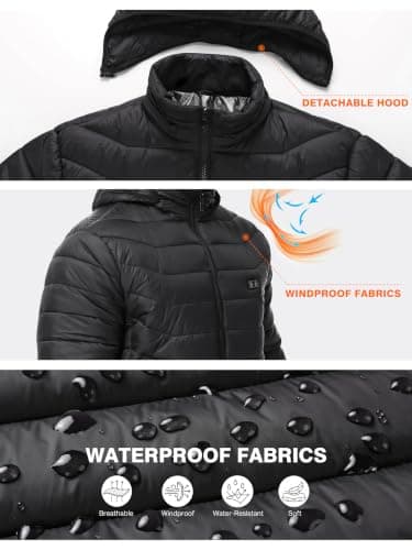 Heated Jacket for Men and Women, Ski Jacket with 10000mAh Battery | Heated Jacket for Men and Women, 15 Heating Zones, 10000mAh Battery, Skiing, Hunting, Camping, Hiking, Fishing, Outdoor Work view 5