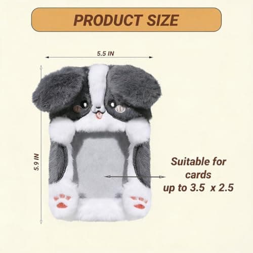 2PCS Cute Plush Photocard Holder with Keychain, Cartoon Animal Photo Sleeve ID Bank Badge Holder, Soft Idol Photo Protective Cover for Fans School Office, Best Christmas Birthday Gift view 2