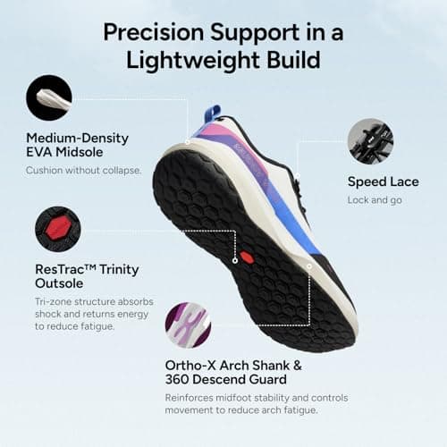 MUDDY VIBE Si-14 Men's Walking Shoes, Lightweight with Arch Support for Long Distance, Breathable Mesh Non Slip Rubber Outsole view 4