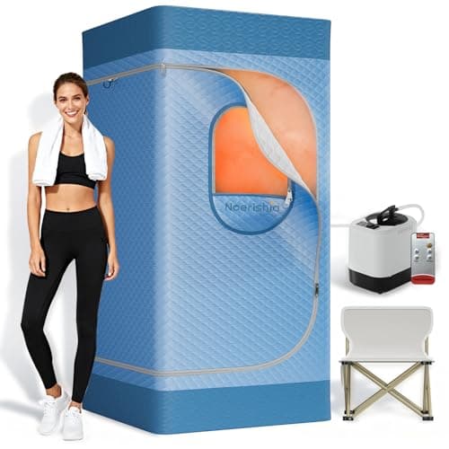 noerishia Portable Sauna for Home with 3L 1200W Steamer, Big Folding Chair, 99 Mins Timer, 9 Levels, Pernoanl Steam Sauna Tent Dual YKK Zippers for Home Spa Detoxification, 32' x32' x 71', Light Blue — image 1
