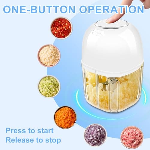 Electric Garlic Chopper, 1.4 Cup Mini Garlic Mincer Food Chopper Portable, Small Food Processor with USB Charging for Onion, Chili, Ginger, Veggie, Meat (350ML) view 5