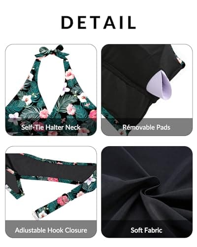 Yonique Women's Plus Size Bikini Tops Only Halter Swimsuit Top Large Bust Swim Top V Neck Bathing Suit Tops view 6