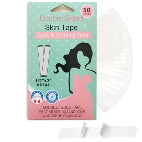 50 Pcs Double Sided Skin Tape for Clothing, Transparent Strong Body Anti-Exposure Tape, Skin-Friendly, Suitable for All Tones, Suitable for All Fabrics, Multi-Purpose Tape (White) view 1