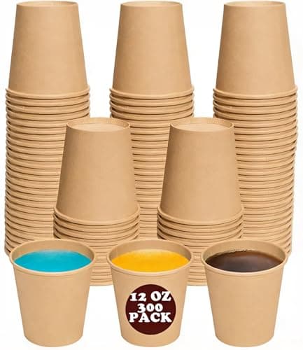 SLFxotro Coffee Cups 12 oz 300 Pack, Disposable Paper Cups 12 oz, White Paper Hot Coffee Cups Suitable for Party, Picnic, Travel, and Events-brown — image 1