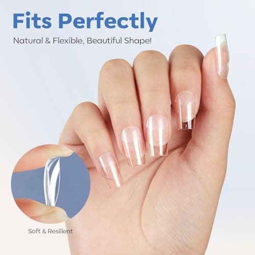 modelones Short Square Nail Tips, Pre-shaped Soft Gel Tips Fake Nails False Acrylic Clear Full Cover Press on Extension Gel Kit Manicure DIY at Home 216PCS 12Sizes view 4