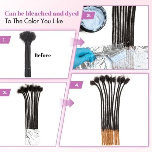 Vecago 10 inch 50 Strands Loc Extensions Human Hair, 0.4cm Width 100% Human Hair Dreadlock Extensions for Men/Women, Can be Dyed Soft Dreads Extensions,1b view 6