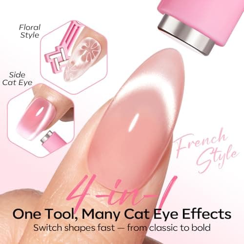 Modelones Cat Eye Magnet for Nails, 5 PCS Nail Magnet Tool Set for Cat Eye Gel Polish, 4-in-1 Cat Eye Nail Magnet with Magnetic Bead, Heart, Bunny &Circle Cat Eye Magnets for DIY Nail Art view 2