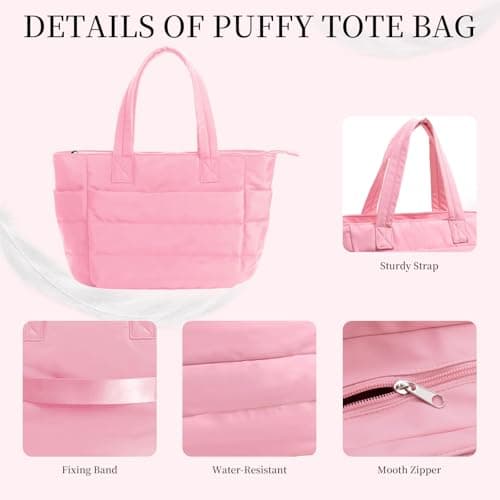 Puffer Tote Bag for Women,Large Work Tote Bags Lightweight Puffy Bag with Laptop Compartments,Nurse Bags Shoulder Bag view 5