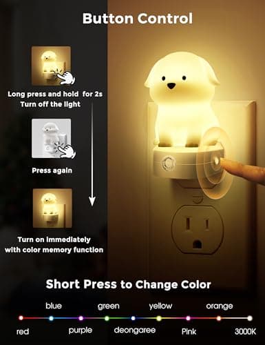 L LOHAS LED Plug in Night Light for Kids, 3D Cute Puppy Night Light view 2