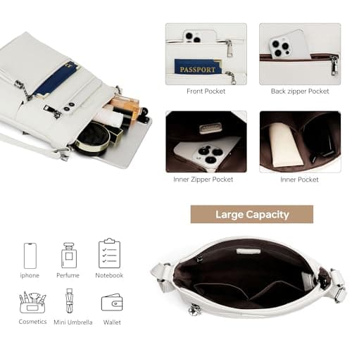 Kiss Sea Womens Crossbody Purse Leather Travel Crossbody Bag with Tassel and Adjustable Strap view 4