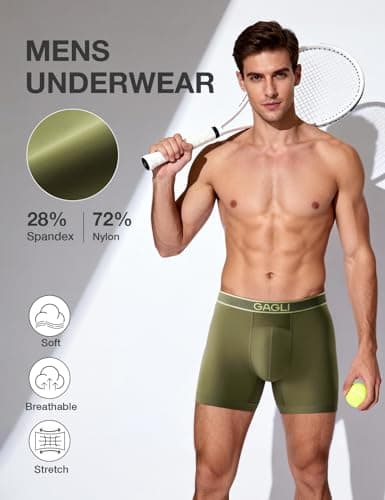 gagli Men's Underwear Breathable Boxer Briefs Athletic Moisture Wicking Comfortable Underwear ComfortFlexible Waistband view 2