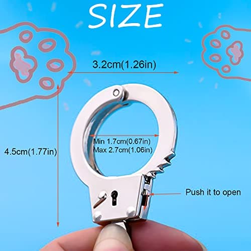 ZB.soar Funny Cat Handcuffs, Key Buckle,Stainless Steel Pet Toy Handcuffs, Mini Pet Handcuff Suitable for Most Small Pets,Increase The Relationship with Your Pets (Metal) view 5