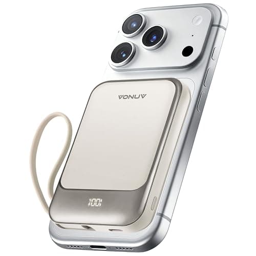 Magnetic Power Bank 10000mAh, Wireless Portable Charger with 15W Max Fast Charging & Built-in USB-C Cable, 22.5W PD LED Display Battery Pack Compatible with iPhone 17/16/15, Samsung Galaxy(white)