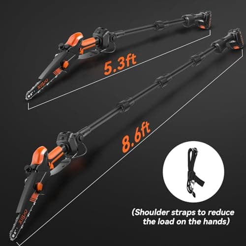 2-in-1 Cordless Electric Pole Saw & 8 Inch Mini Chainsaw, 15FT Max Reach, Adjustable Cutting Head, 2×21V Batteries, Automatic Lubrication, Tool-Free Tension Tree Trimmer Pruner for Branch Cutting view 2