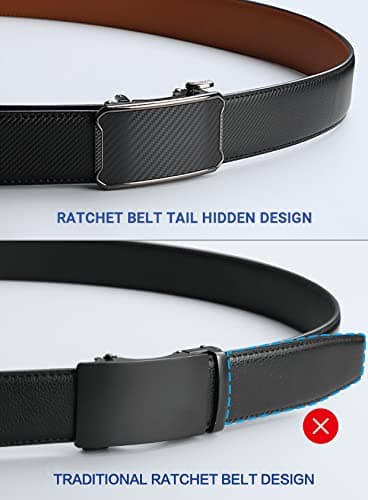 Zitahli Belt Men,Leather Ratchet Belt for Men Dress Casual Every Day with Adjustable Buckle,Trim to Fit For Gift view 2