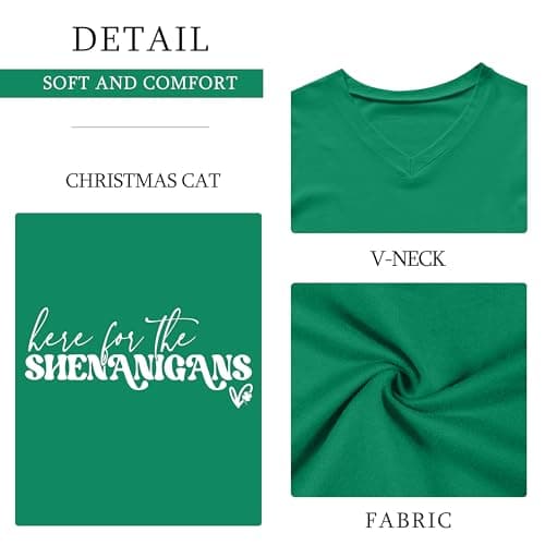 Ithalt St Patricks Day Shirt for Women Lucky Irish Shamrock Tshirt Saint Patricks Day T-Shirt Green V Neck Tops view 6