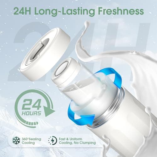 NesveCit Portable Breast Milk Cooler, 24H Chill Medical-Grade 316L Stainless Steel, 2-in-1 Breastmilk Cooler Bottle & Thermos with Leakproof Storage Bottle, No Ice Needed for Travel/Work, 10oz, Beige view 3