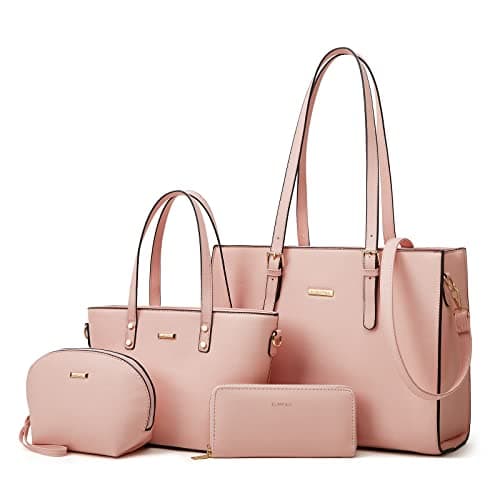 Women Fashion Synthetic Leather Handbags Tote Bag Shoulder Bag Top Handle Satchel Purse Set 4pcs — image 1