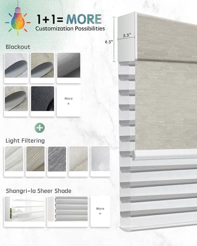 Yoolax Smart Dual Roller Shades, Motorized Blinds with Remote Smart Blinds Compatible with Alexa, Automatic Dual Shades for Windows Bedroom Living Room (Customize) view 5