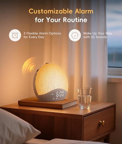ecozy Sunrise Alarm Clock, White Noise Machine, Sound Machine for Bedroom | Wake Up Light with BT Speaker, 26 Sleep Sounds, 17 Night Lights, Dimmable Digital Clock for Adults, Kids view 3
