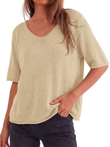 BTFBM Summer Sweaters for Women Lightweight 2026 Summer Oversized Short Sleeve Knitted Pullover Casual Loose Spring Tops view 5