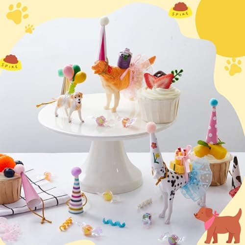 Gemscream 39 Pcs Dog Cake Toppers Party Animal Cake Decorations Puppy Figures with Hats Mini Balloons for Birthday Pet Theme Party view 4
