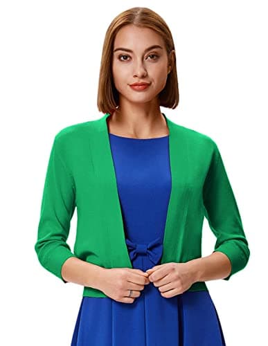 GRACE KARIN Women's 3/4 Sleeve Knit Cropped Cardigan Sweaters Open Front Bolero Shrugs Sweater Tops S-3XL view 3