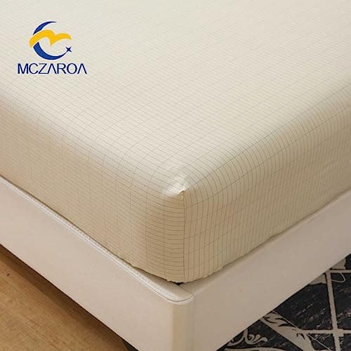 Grounding Sheets King Size, 20% Silver Fiber + 80% Organic Cotton, Conductive Fitted Grounded Bed Sheet with Deep Pocket for Bed & Sleeping (White, 78"x80"x15") view 5