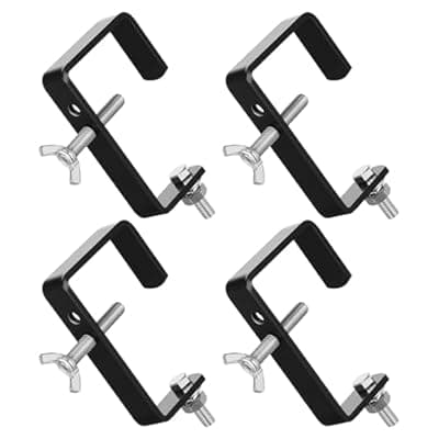 Zonon 4 Pack Stage Lighting Truss Clamp Hook for Square Tube Galvanized Iron Truss Clamps for LED Lights Spotlight, Moving Head Beam Square Tube Clamp, Heavy Duty 88 Lbs /40 kg (Black)