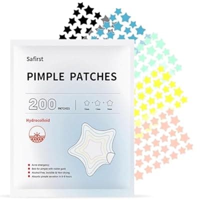 Safirst Star Acne Patches Hydrocolloid Pimple Absorbing Patch 3 Sizes 200 Counts Spot Blemish Stickers Zit Dot Colorful Cover Breakout Hiding Face Emergency Treatment