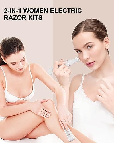 Bikini Trimmer for Women,Painless Electric Razor & Body Shaver for Pubic Hair,IPX7 Waterproof Hair Trimmer Women with Ceramic Blades,USB Rechargeable,Wet/Dry Use,Gifts for Women（White） view 4