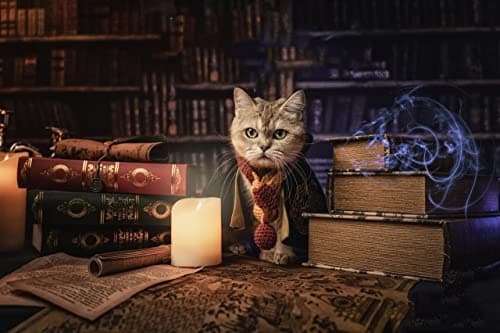 Dog Cat Costumes with Glasses and Neckties,Cosplay Costume Set Perfect for Party and Gifts for Cat Dog (Gryffindor, Medium) view 5